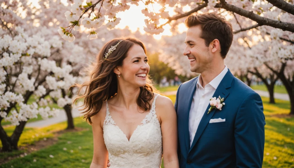 couple durant une séance photo de mariage
